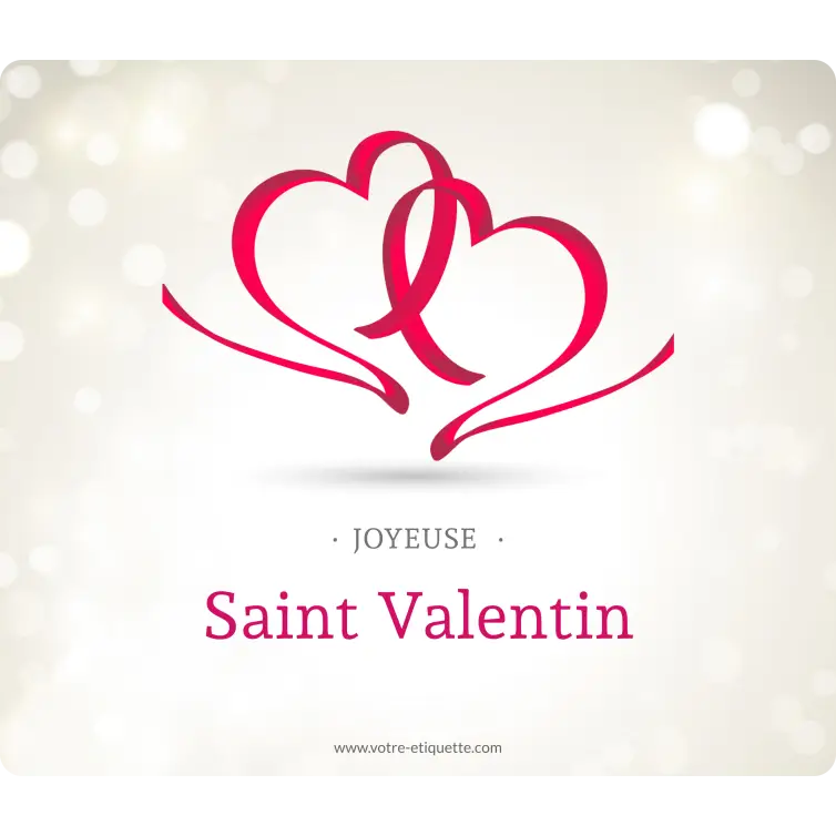 Personalized Valentine's Day label with two intertwined hearts
