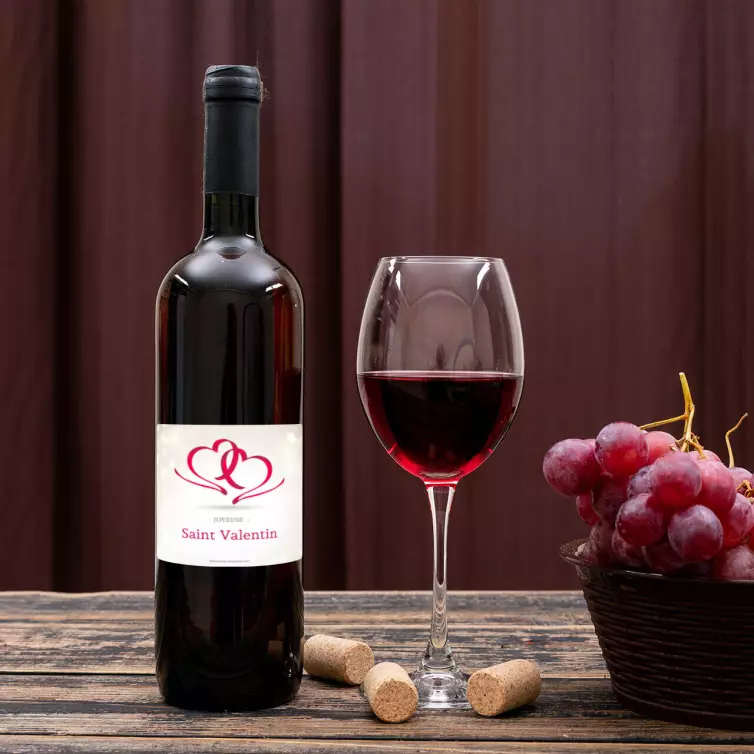 Personalized Valentine's Day label with two intertwined hearts