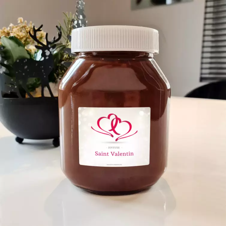 Personalized Valentine's Day label with two intertwined hearts