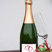 Personalized Valentine's Day label with two intertwined hearts