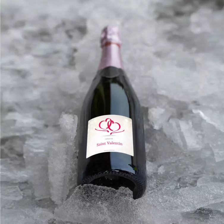 Personalized Valentine's Day label with two intertwined hearts