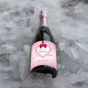 Personalized Valentine's Day label with pink ribbon and heart