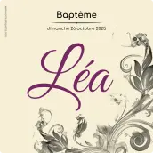 Étiquette personnalisée pour baptême au design élégant et prénom central