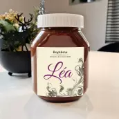 Étiquette personnalisée pour baptême au design élégant et prénom central