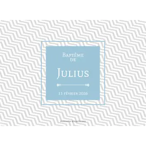personalized baptism label with first name on a modern geometric background