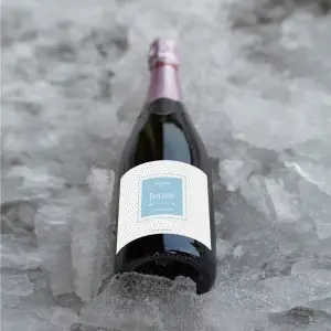 personalized baptism label with first name on a modern geometric background