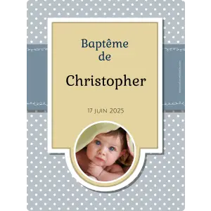 étiquette autocollante pour baptême avec photo