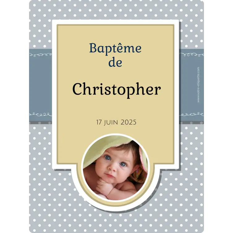 Personalized sticker round baptism