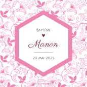 Personalized baptism label with a floral and elegant style