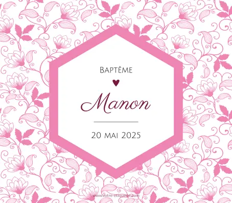 Étiquette personnalisée pour baptême au style floral et élégant
