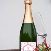 Personalized baptism label with a floral and elegant style