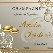 Étiquette personnalisée pour bouteille de champagne mariage