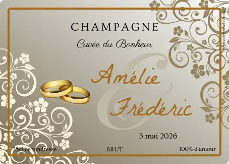 Personalized champagne bottle label for wedding