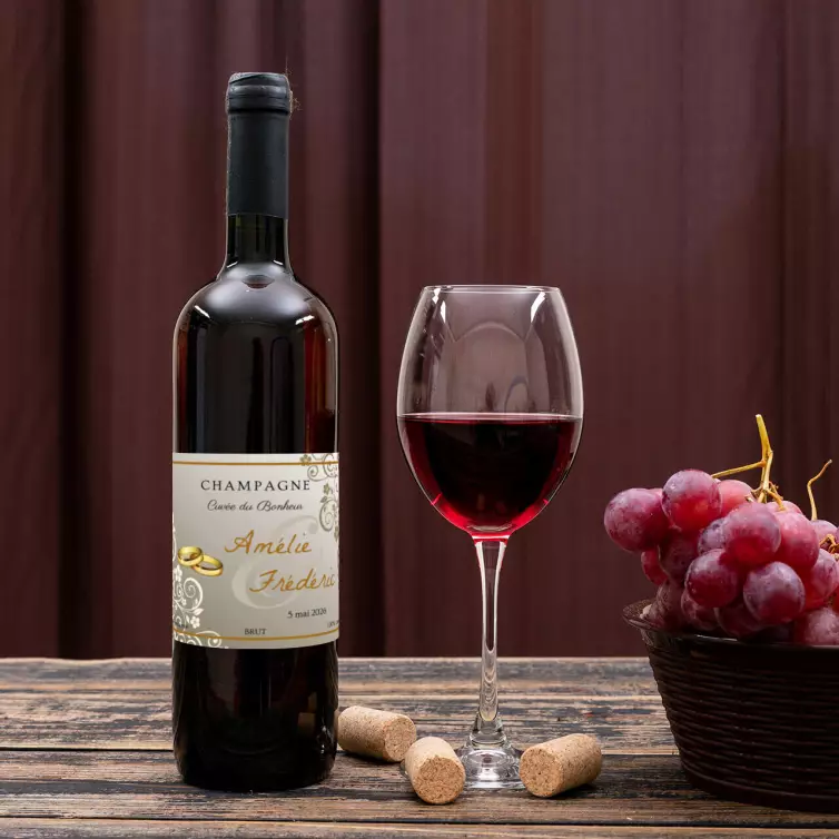 Étiquette personnalisée pour bouteille de champagne mariage