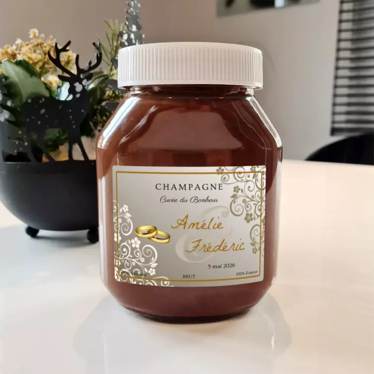 Étiquette personnalisée pour bouteille de champagne mariage