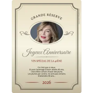 étiquette personnalisée d’anniversaire style vin