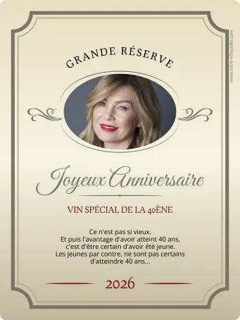 Étiquette personnalisée d’anniversaire style vin