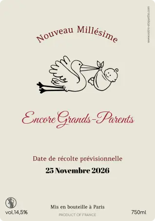 Étiquette personnalisée pour annonce de grossesse aux grands-parents