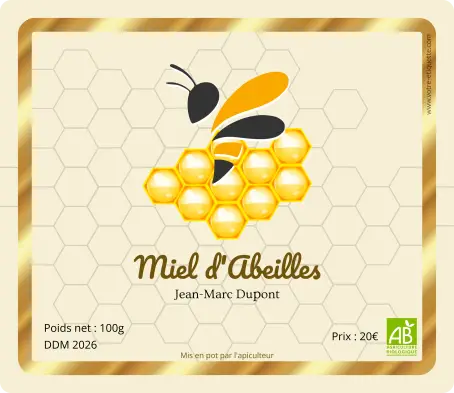 Étiquette personnalisée pour pot de miel