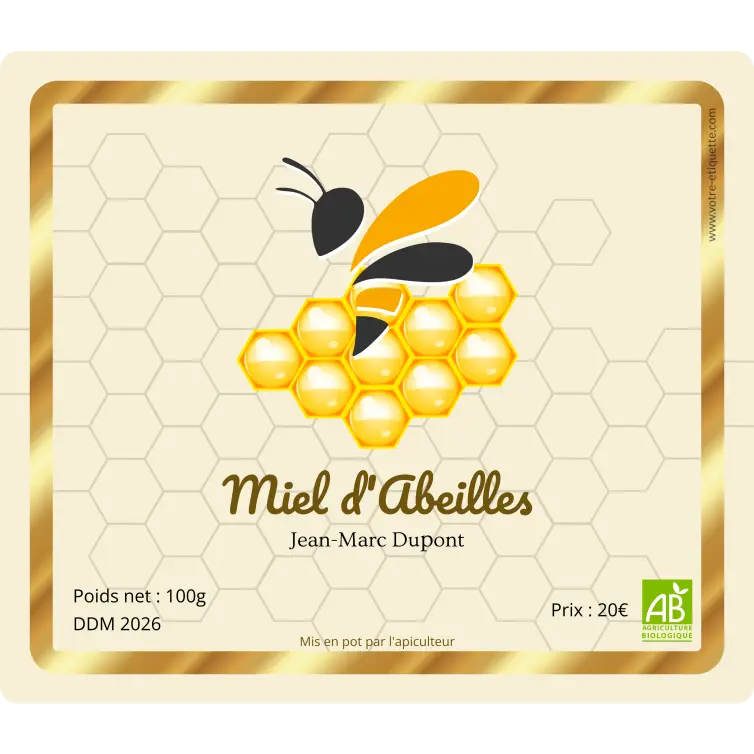 Personalized label for honey jar
