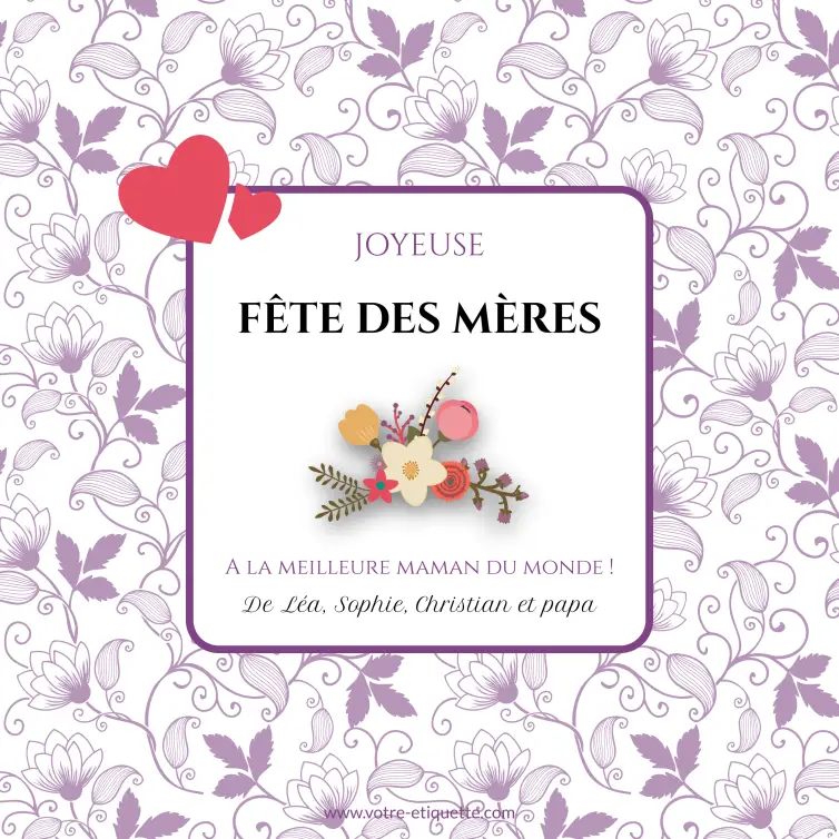 Étiquette personnalisée fête des mères au style floral raffiné