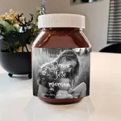 Étiquette personnalisée fête des mères avec photo en noir et blanc