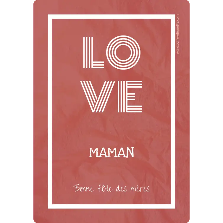 Personalized mother's day label with minimalist LOVE design