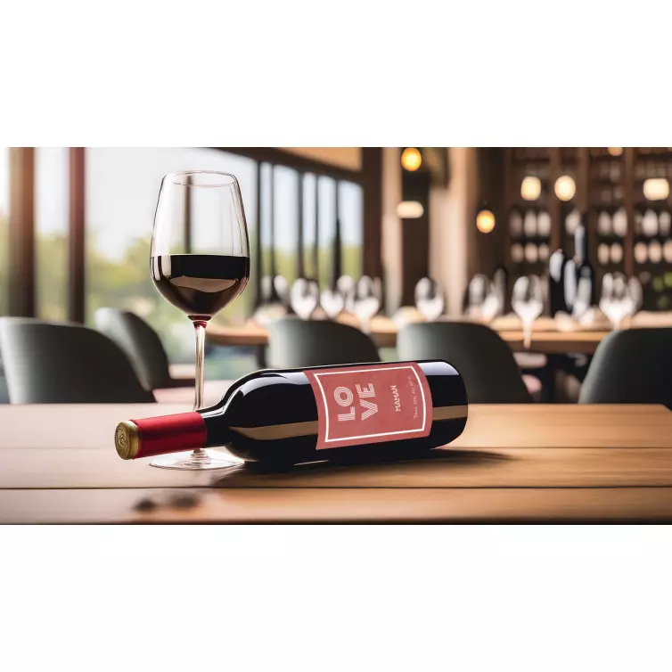 Personalized mother's day label with minimalist LOVE design