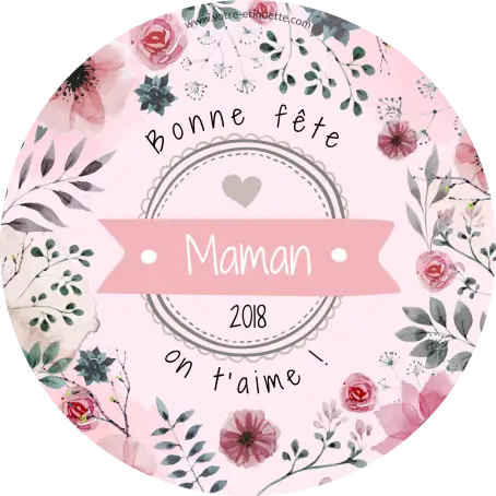 Étiquette personnalisée ronde pour la fête des mères, avec fleurs et design romantique