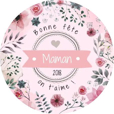 Étiquette personnalisée ronde pour la fête des mères, avec fleurs et design romantique
