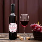 Personalized round label for mother's day with flowers and romantic design