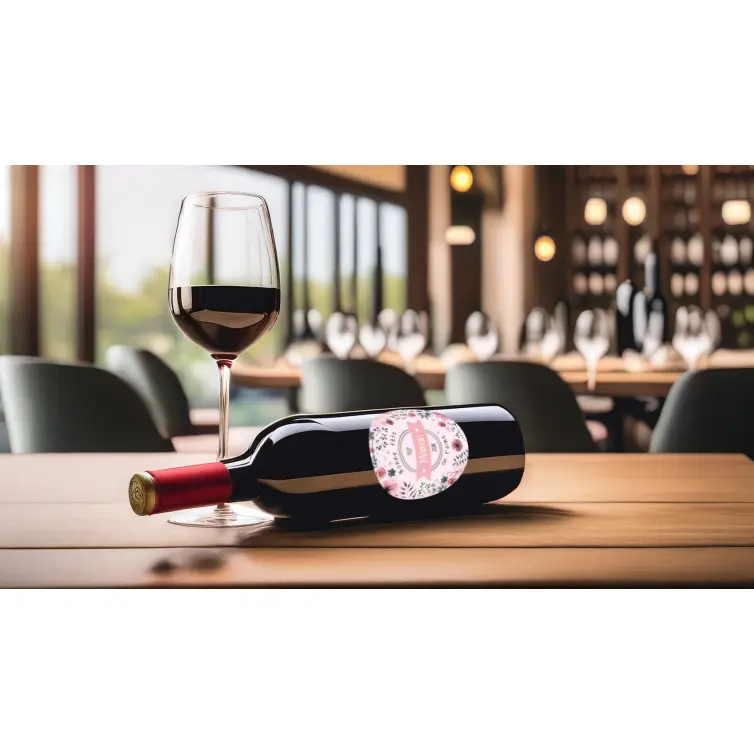 Personalized round label for mother's day with flowers and romantic design