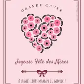 Personalized mother's day label with pink floral heart