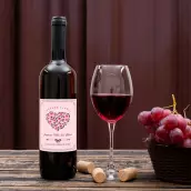 Personalized mother's day label with pink floral heart