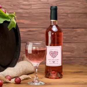 personalized mother's day label with pink floral heart