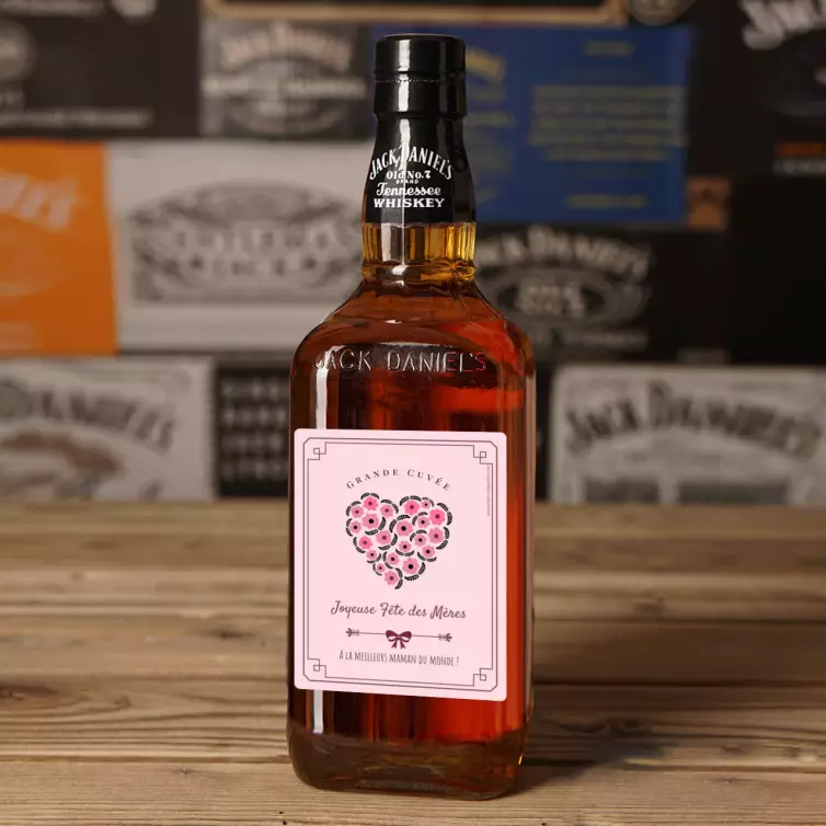 Personalized mother's day label with pink floral heart