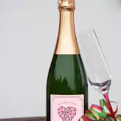 Personalized mother's day label with pink floral heart