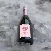 Personalized mother's day label with pink floral heart