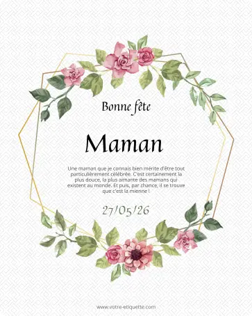 Étiquette personnalisée bonne fête maman avec fleurs élégantes