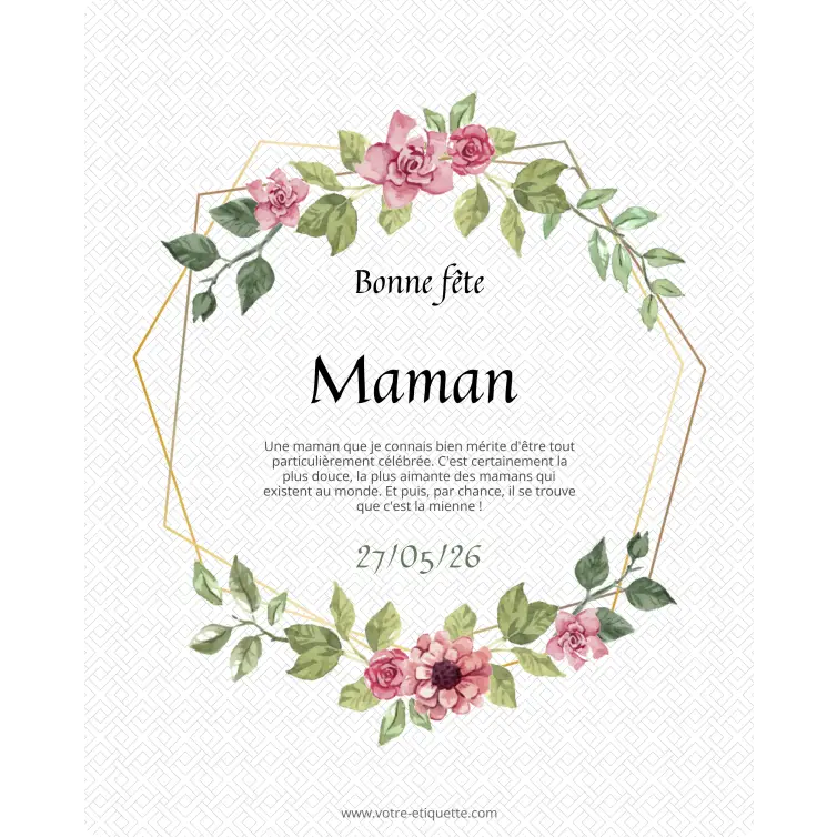 Custom label happy mother's day with elegant flowers