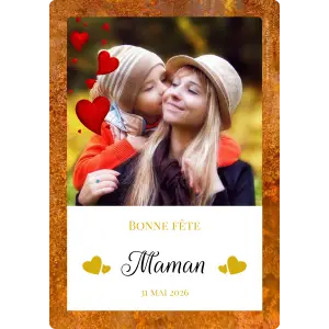 custom label happy mother's day with photo and golden hearts