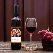 Étiquette personnalisée Bonne fête maman avec photo et cœurs dorés