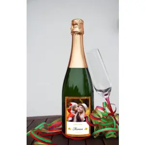 étiquette personnalisée bonne fête maman avec photo et cœurs dorés