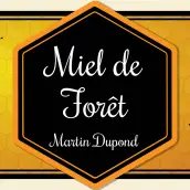 Étiquette personnalisée pour miel de forêt avec design artisanal et informations légales