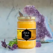 Custom label for forest honey with artisanal design and legal information