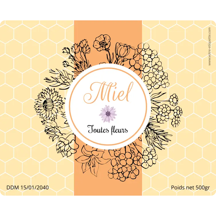Custom label for all flowers honey with elegant floral design