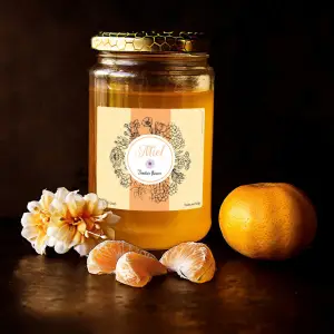 étiquette personnalisée pour miel toutes fleurs avec design floral élégant