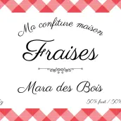Étiquette personnalisée pour confiture maison de fraises Mara des Bois