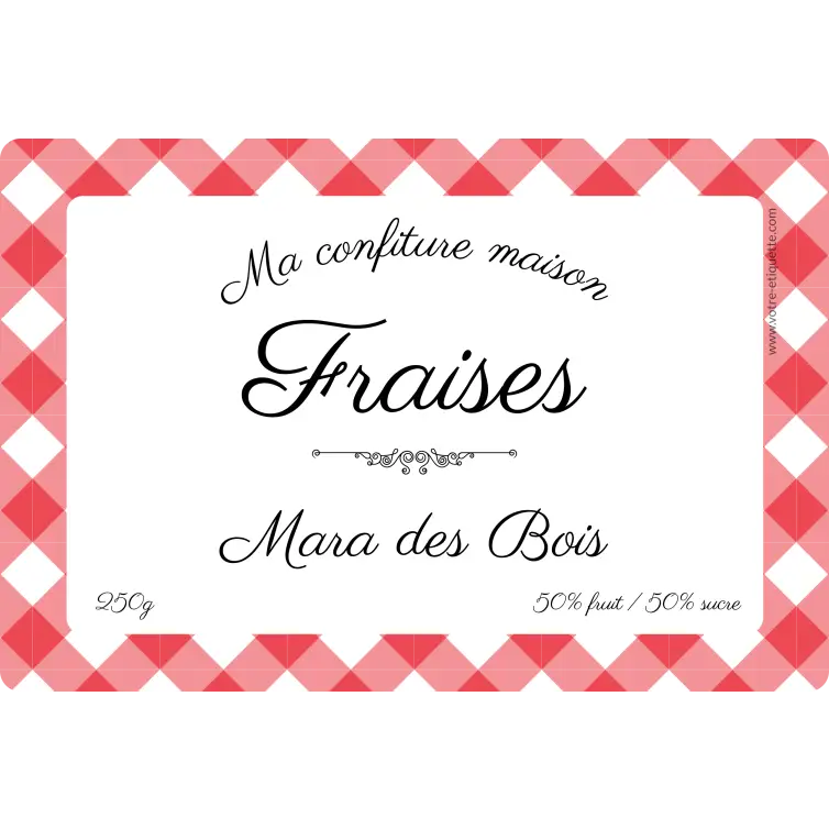 Étiquette personnalisée pour confiture maison de fraises Mara des Bois