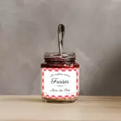 Étiquette personnalisée pour confiture maison de fraises Mara des Bois